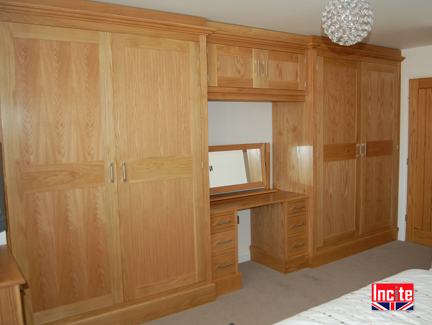 Handmade Bespoke Oak Combination Wardrobe by Incite Derby